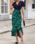 Women Printed V-Neck Ruffle Floral Dress