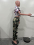 Women's Camouflage Print Ruffle Casual Trousers