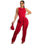 Women's Two Piece Tassel Pants Sleeveless Casual Two Piece Set