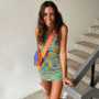 Spring Summer Women's Sleeveless Slim Fit Multi-Color Dress Sweater