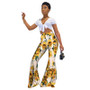 Summer Print High Waist Bell Bottom Pants Holidays Style Plus Size Tight Fitting Women's