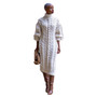 Women's Casual High Neck Slit Knitting Long Sweater Dress