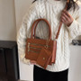 Multi-Zipper Autumn Fashion Style Simple Casual Textured One-Shoulder Crossbody Small Square Bag