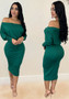 Solid Color Off Shoulder Two-Piece Skirt Set