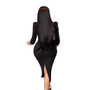 Solid Color V-Neck Women's High Waist Bodycon Pencil Dress