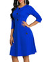 Plus Size Women's Autumn And Winter Round Neck Slim Waist A-Line Dresses