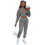 Fashionable Women's Clothing Fleece Drawstring Hoodie Vest And Jogging Pants Three-Piece Outfit