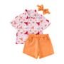 Cartoon Fox Heart Print Gentleman Shirt Shorts Boy 2-Piece Set