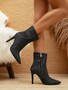 Women Autumn and Winter Pointed Toe Stiletto High Heels Denim Boots