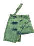 Trendy Belt Style Green Denim Skirt Women's Irregular Short Skirt
