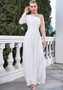 Women's Slash Shoulder Solid Color Slim Long Dress