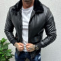 Men's Autumn and Winter Turndown Collar Windproof PU-Leather Jacket