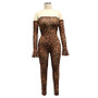 Plus Size Women Casual Leopard Print Jumpsuit