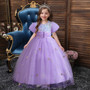 Girls' Sequin Puff Sleeve Princess Dress Solid Mesh Dress Festival Dress