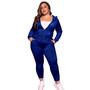 Plus Size Women Fall/Winter Solid Velvet Casual Top and Pant Two-piece Set