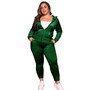 Plus Size Women Fall/Winter Solid Velvet Casual Top and Pant Two-piece Set