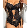 Women Lace-Up Lace Jumpsuit Sexy Underwear