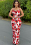 Women Summer Sleeveless Sexy Printed Maxi Dress