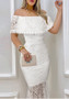 Women Off Shoulder Lace Bodycon Formal Party Dress