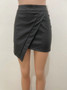 Irregular Slit High Waist Bodycon Nightclub Pu Leather Zipper Patchwork Skirt
