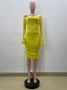 Women's Autumn And Winter Yellow Slim Dress