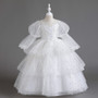 Girls' Dresses Children's Performance Clothes Flower Girl Wedding Tutu Skirt Long-Sleeved Princess Dress