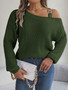 Autumn And Winter Casual Metal Buckle Strap Patchwork Balloon Sleeve Pullover Sweater