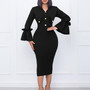 Women's Fashion Chic Career Long Sleeve African Dress