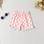 Girls Hawaiian Beach Suit Summer Girls Tassel Printed Vest Fur Ball Shorts Two Piece Set