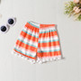 Girls Hawaiian Beach Suit Summer Girls Tassel Printed Vest Fur Ball Shorts Two Piece Set