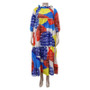 Summer Retro Colorblock Print Plus Size Women'S Loose Maxi Dress