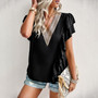 Ladies Short Sleeve Ruffle Top