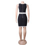 Bandage Dress Fall Fashion Women's Sleeveless Basic Tight Fitting Bodycon Black And White Dress