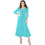 Elegant Soid Color Long Sleeve Round Neck Plain Chic High Waist Midi Dress