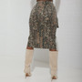 Ladies' Fashion Style Camouflage Leaf Print Cargo Pocket Slit Zipper High Waist Skirt