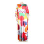 Printed Slim Mid Waist Loose Maxi Dress Clubwear