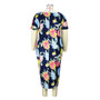 Large Plus Size Dress Chic Career Floral Print Round Neck Short Sleeve Maxi Dress