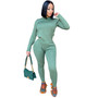 Women's Autumn And Winter Solid Color Stretch Two-Piece Pants Set