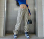 Women's Street Style Multi-Pocket Belt Casual Cargo Denim Pants For Women