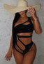 Solid Color Hollow Slash Shoulder One-Piece Swimsuit