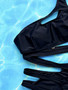 Solid Color Hollow Slash Shoulder One-Piece Swimsuit