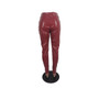 Women Fall/Winter Casual Solid PU Leather Pant