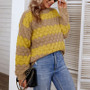 Women Colorblock Striped Round Neck Long Sleeve Sweater