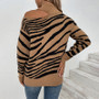 Women Turtleneck Cut Out Leopard Print Long Sleeve Sweater