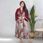 Muslim Print Patchwork Long Sleeve Dress Robe