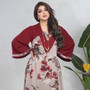 Muslim Print Patchwork Long Sleeve Dress Robe