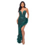 Women Sexy Off Shoulder Backless Sequin Feather Dress