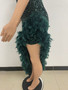 Women Sexy Off Shoulder Backless Sequin Feather Dress