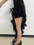 Women Sexy Off Shoulder Backless Sequin Feather Dress