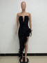 Women Sexy Off Shoulder Backless Sequin Feather Dress